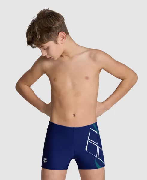 Short Niño Estampado Logo Arena Navy-Deep Teal-White Niños Shorts